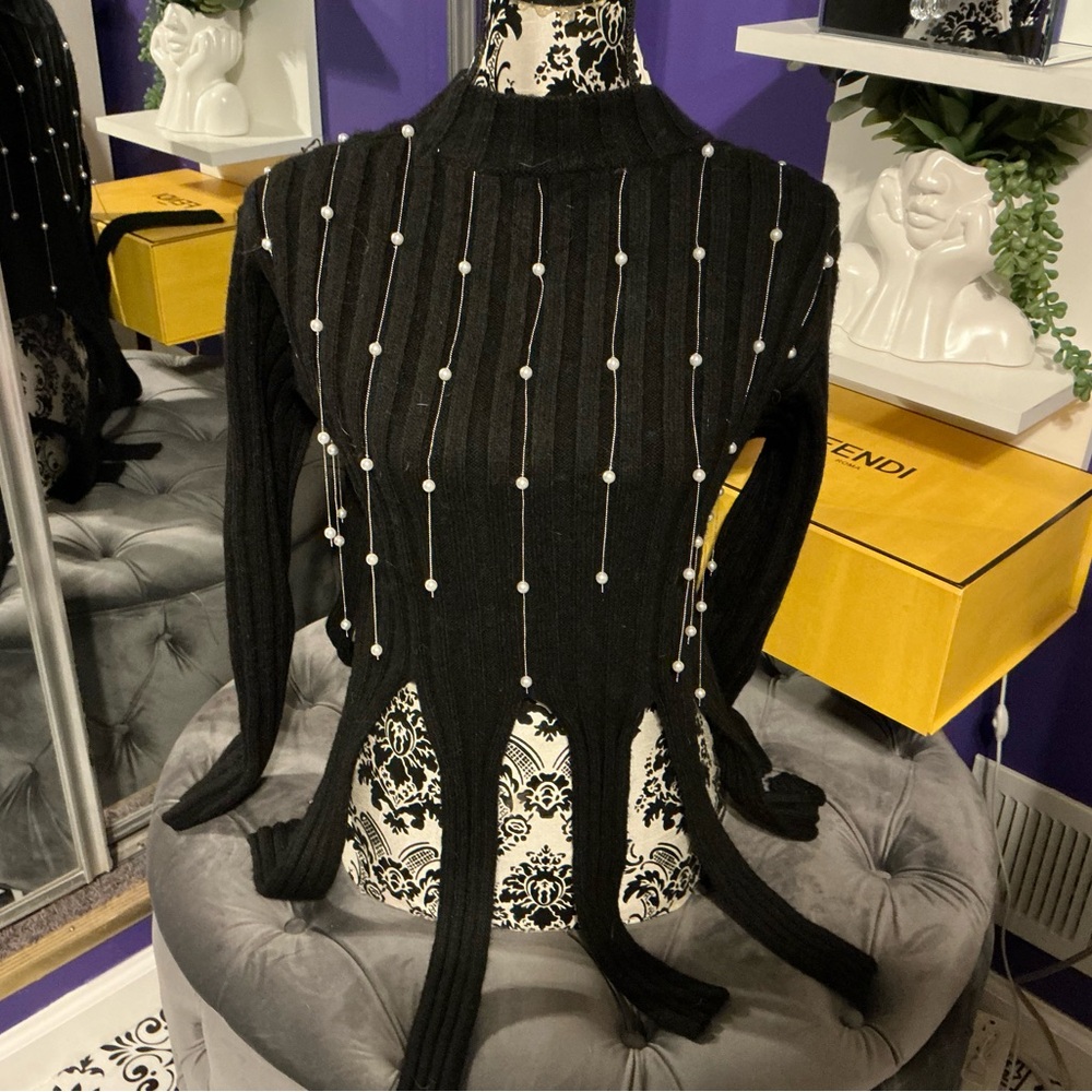 Zara black fringe sweater